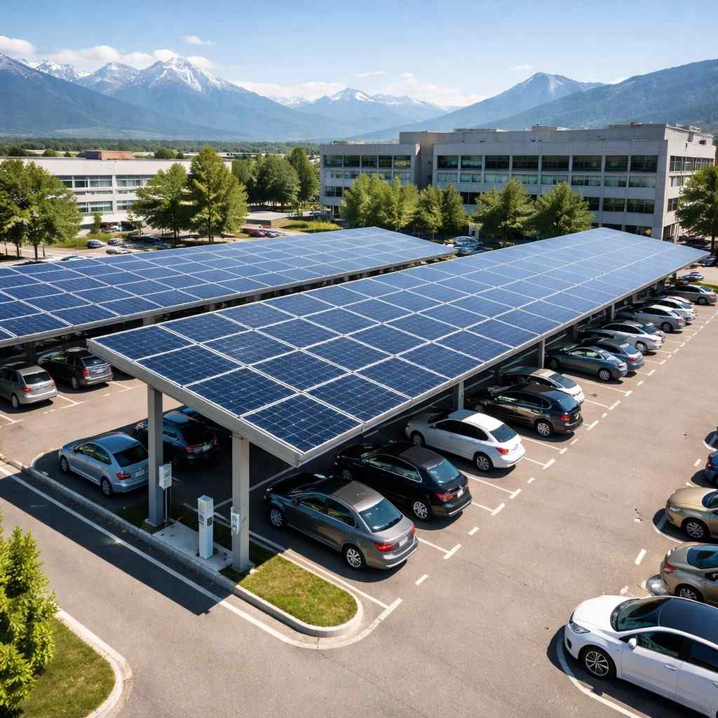 Ombrières photovoltaïques sur parking d'entreprise