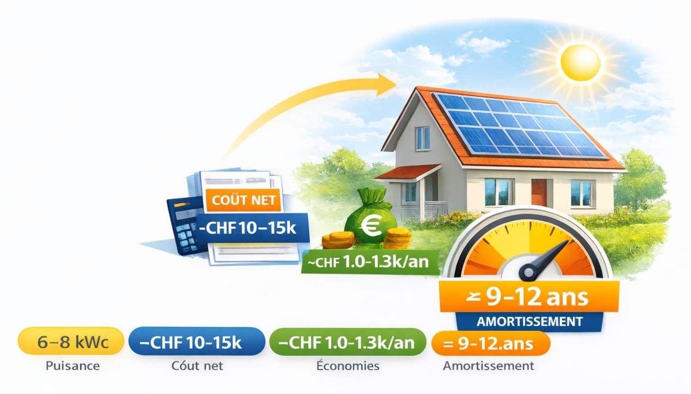 Illustration chiffrée simple d’un exemple d’amortissement d’une installation photovoltaïque